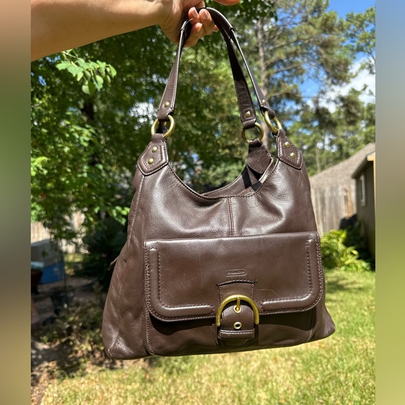 ▶️ Coach ◀️ Campbell Leather Chocolate Brown Shoulder bag. - Picture 1 of 16